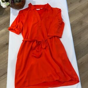 New York & Company Bold Red Quarter Sleeve Dress
